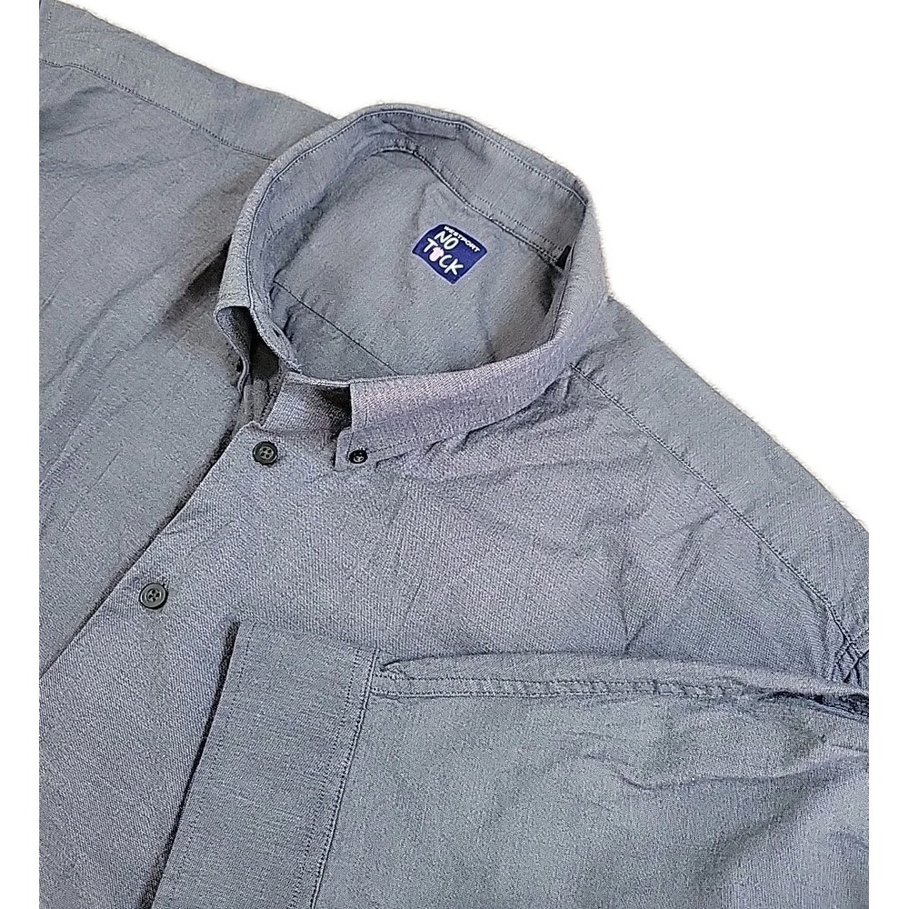 Westport No Tuck Mens Button Down Shirt (size 3XT) BLUE LONG SLEEVE COTTON BLEND
